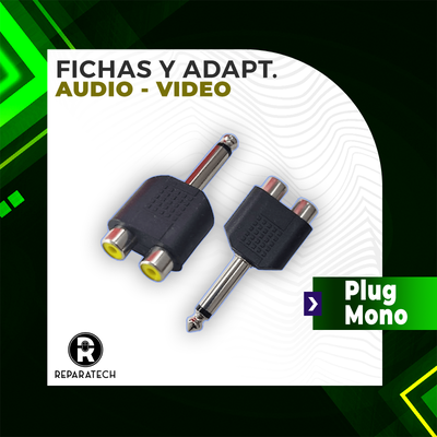 A309 ADAPTADOR PLUG 6.5MM MONO A 2 JACK RCA H
