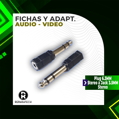 K306-B ADAPTADOR PLUG 6.3MM STEREO A JACK 3.5MM STEREO