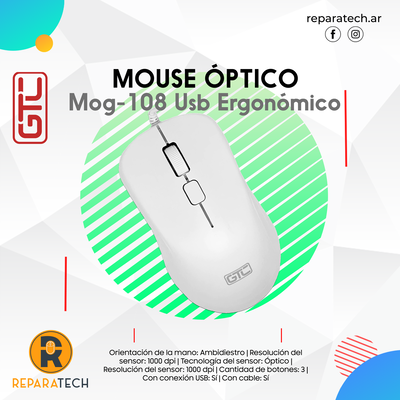 Mouse Optico Gtc Mog-108 Ergonomico USB