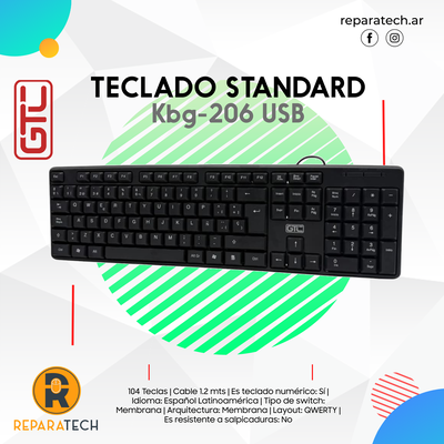 Teclado Gtc Kbg-206 Standard Membrana Pc USB