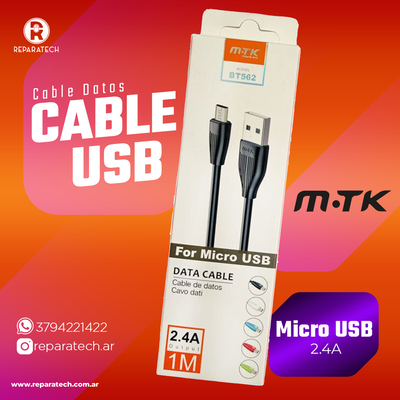 BT562 Cable MicroUSB M-TK 1M 2.4A