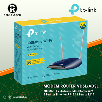 MODEM ROUTER WIFI TP-LINK W9960 300MBPS 2X5DBI