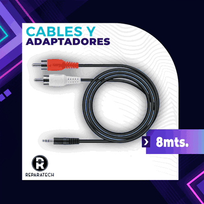 L4363-8 CABLE 8,0 MTS 2 RCA X PLUG 3,5 STEREO