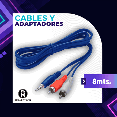 L4563-8 CABLE PLUG 3.5MM ESTEREO A 2 PLUG RCA-M Premium 8Mt