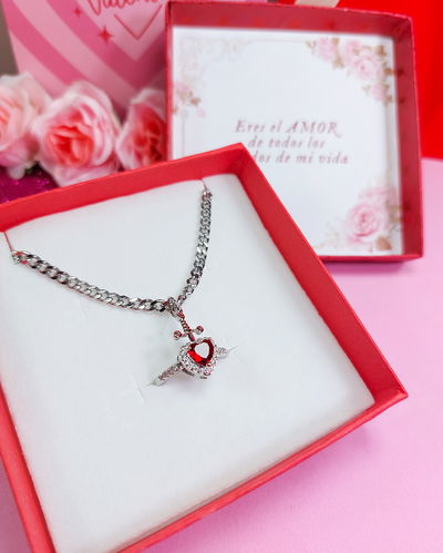 Anillo Corazón y Pulsera Daga + Caja