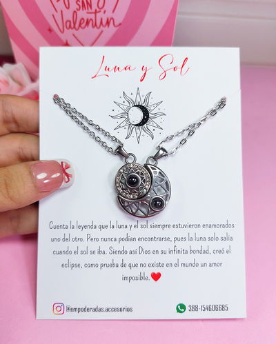 Collar Eclipse Te Amo en 100 Idiomas con Imán