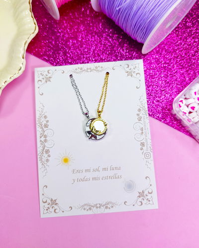 Collar Sol, Luna y Estrellas Imantado