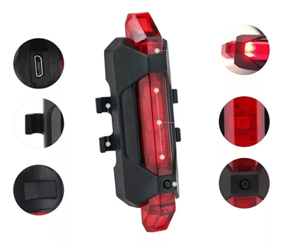Luz led para bicicleta recargable USB - Roja