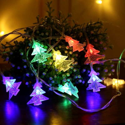 Guirnalda de arbolitos transparentes luz multicolor x 4 mts eléctricas