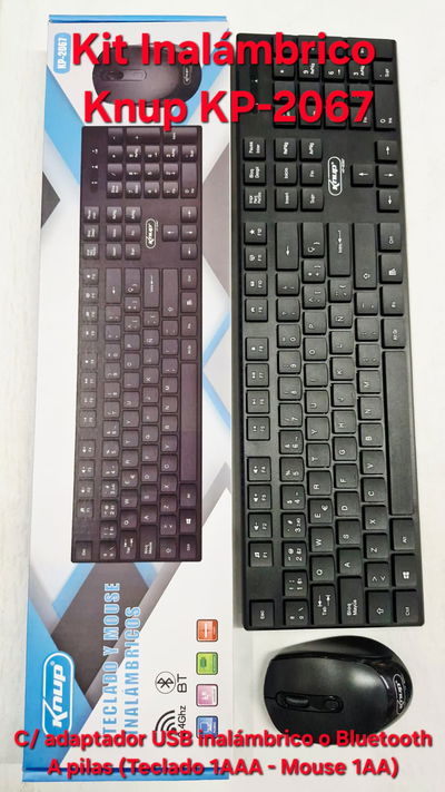 Kit Mouse Y Teclado Inalambrico Usb + Bluetooth Knup KP-2067