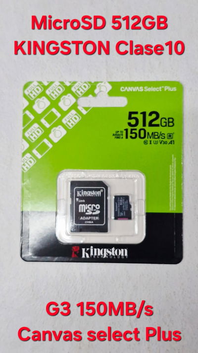 Microsd 512 Gb Kingston Clase 10 G3 V10 150MB/s