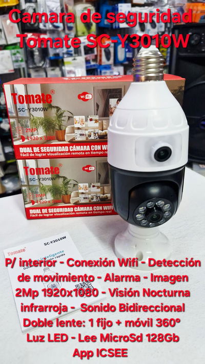 Camara de seguridad WiFi Tomate SC-Y3010W - Doble lente - Interior