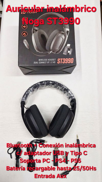 Auricular Para Pc Noga ST3990 - Bluetooth inalámbrico 