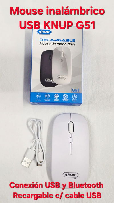 Mouse Inalambrico C/Usb + Bluetooth Knup G51