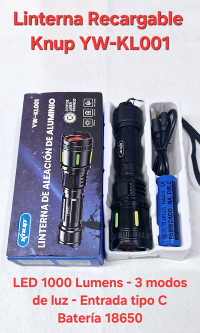 Linterna LED Recargable Knup YW-KL001