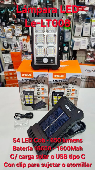 Lampara Led LELONG LT0008 c/carga solar
