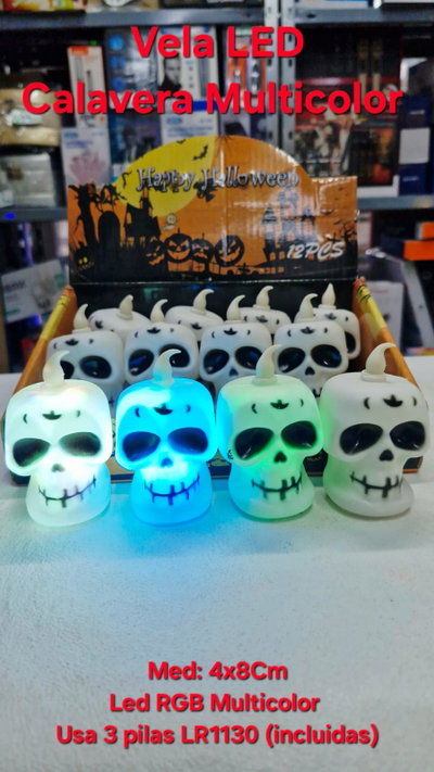 Vela LED Calavera - Luz multicolor RGB