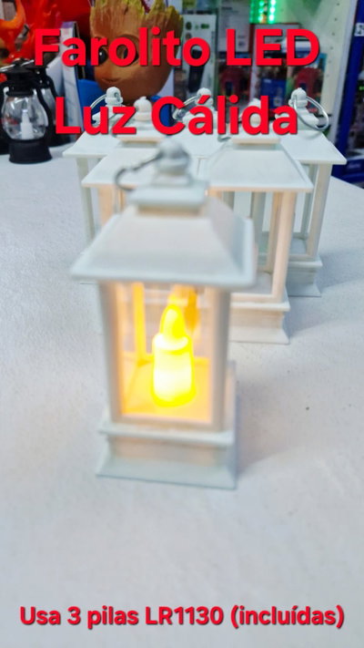 Farol Vela LED a pilas - Blanco