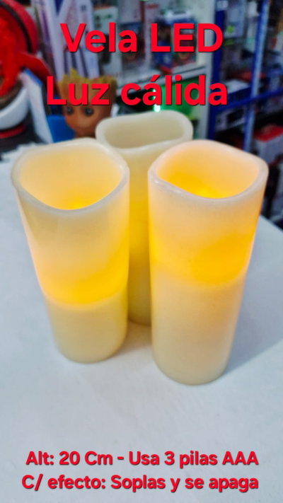Vela Velon LED 20Cm - Efecto llama - Se apaga al soplar