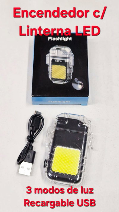 Encendedor c/ Linterna LED recargable