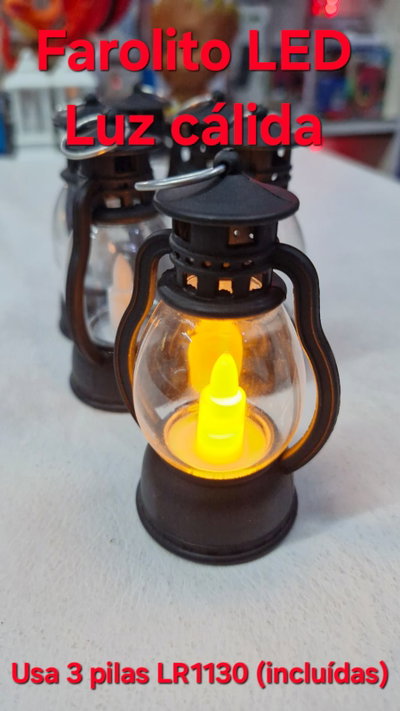 Farol Vela LED a pilas - Negro
