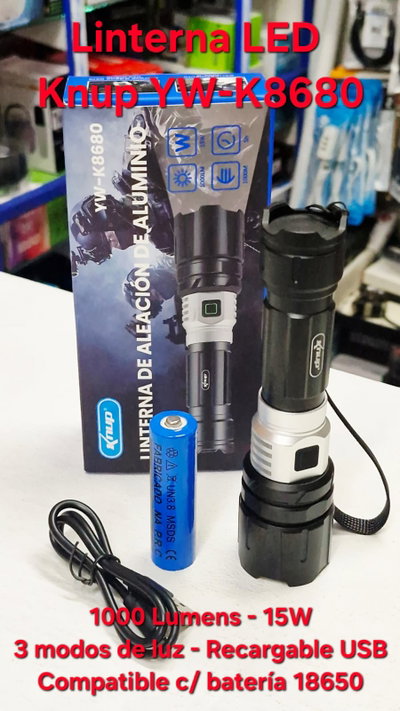 Linterna LED Recargable Knup YW-K8680