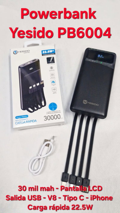 Power Bank Cargador Portatil YESIDO PB6004