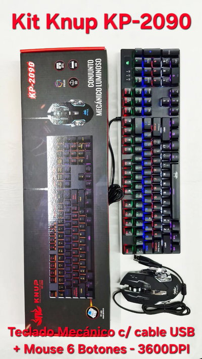 Kit Mouse Y Teclado Mecanico C/ Cable Usb Knup KP-2090