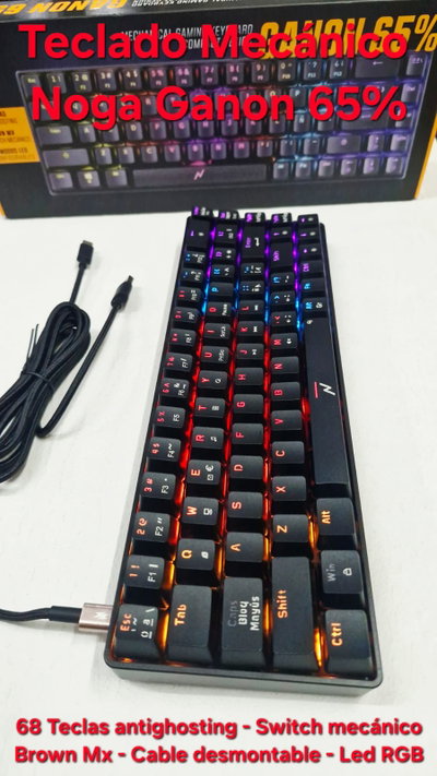 Teclado Mecanido c/ cable USB Gamer RGB Noga Ganon 65%
