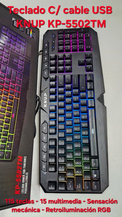 Teclado c/ cable USB Gamer RGB KNUP KP-5502TM