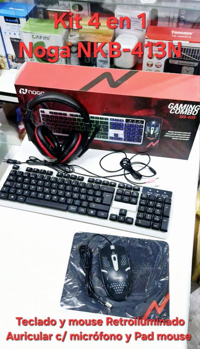 Kit 4en1 Mouse/Teclado/Auricular/Pad Noga NKB-413N