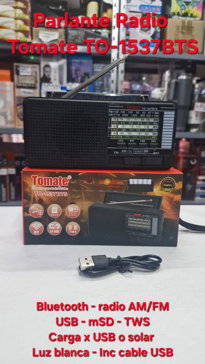 Parlante Bluetooth Radio AM/FM Tomate To-1537BTS