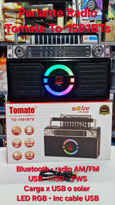 Parlante Bluetooth Radio AM/FM Tomate To-1591BTS