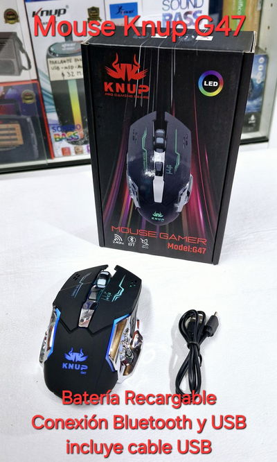 Mouse Inalambrico C/Usb+ Bluetooth  Knup G47