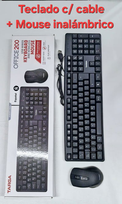 Kit Mouse Inalambrico Usb+Teclado Con Cable Targa Office200