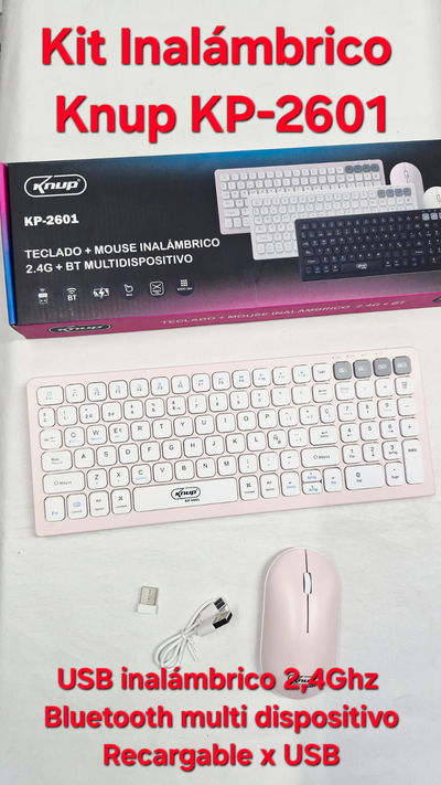 Kit Mouse Y Teclado Inalabrico Usb+Bluetooth Kp-2601