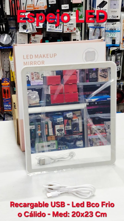 Espejo Led Recargable 20x23Cm
