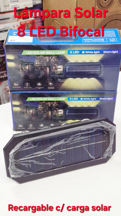 Lampara 8 Led Bifocal c/carga solar