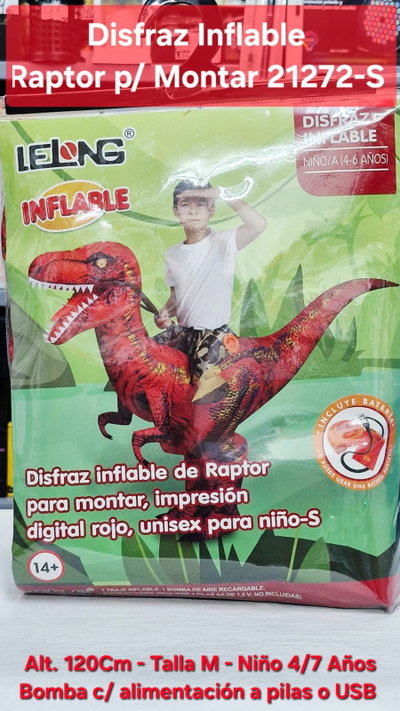 Disfraz Inflable Raptor p/Montar 21272-S 4/7 Años
