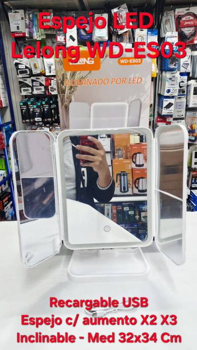 Espejo Led Recargable Lelong WD-ES03