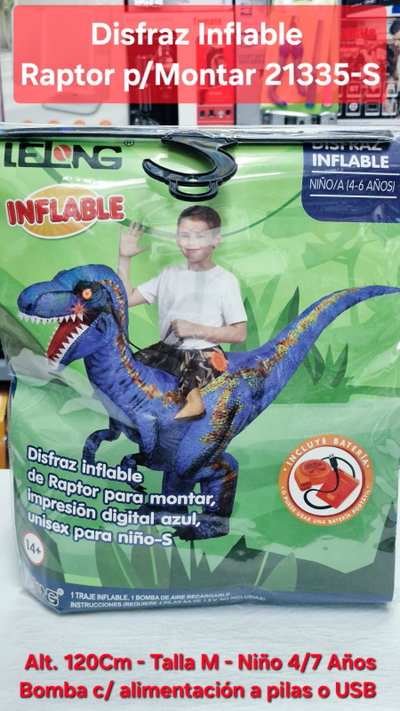 Disfraz Inflable Raptor p/Montar 21335-S 4/7 Años