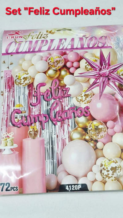 Set Decoracion Feliz cumpleaños  - 4120P - 72 piezas