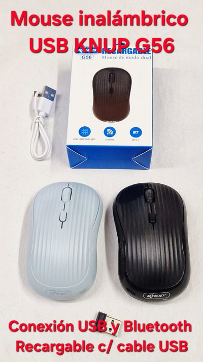 Mouse Inalambrico C/Usb + Bluetooth Knup G56