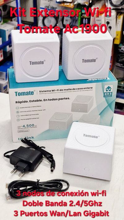Kit Extensor Wifi Mesh Tomate AC1900 Doble Banda
