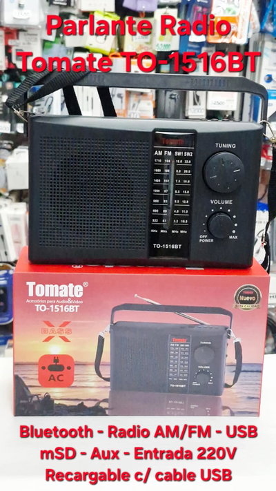 Parlante Bluetooth Radio TOMATE TO-1516BTS