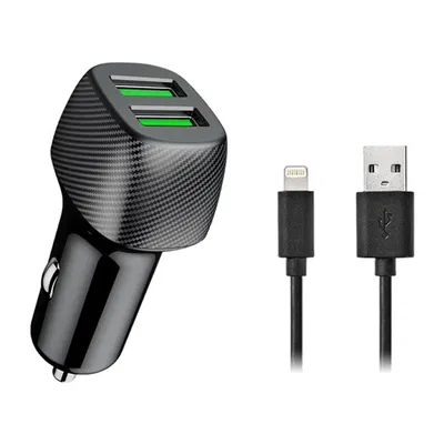 Cargador De Auto Doble + Cable Usb