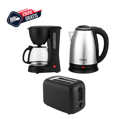 Combo Desayuno - Pava Eléctrica + Tostadora + Cafetera Semi Automática