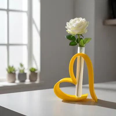 JARRON EN FORMA DE CORAZON CON TUBO DE ENSAYO