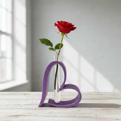 JARRON EN FORMA DE CORAZON CON TUBO DE ENSAYO