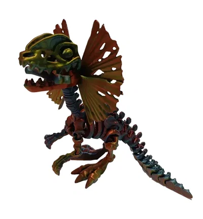 DINOSAURIO ESQUELETO DILOPHOSAURUS ARTICULADO TRICOLOR